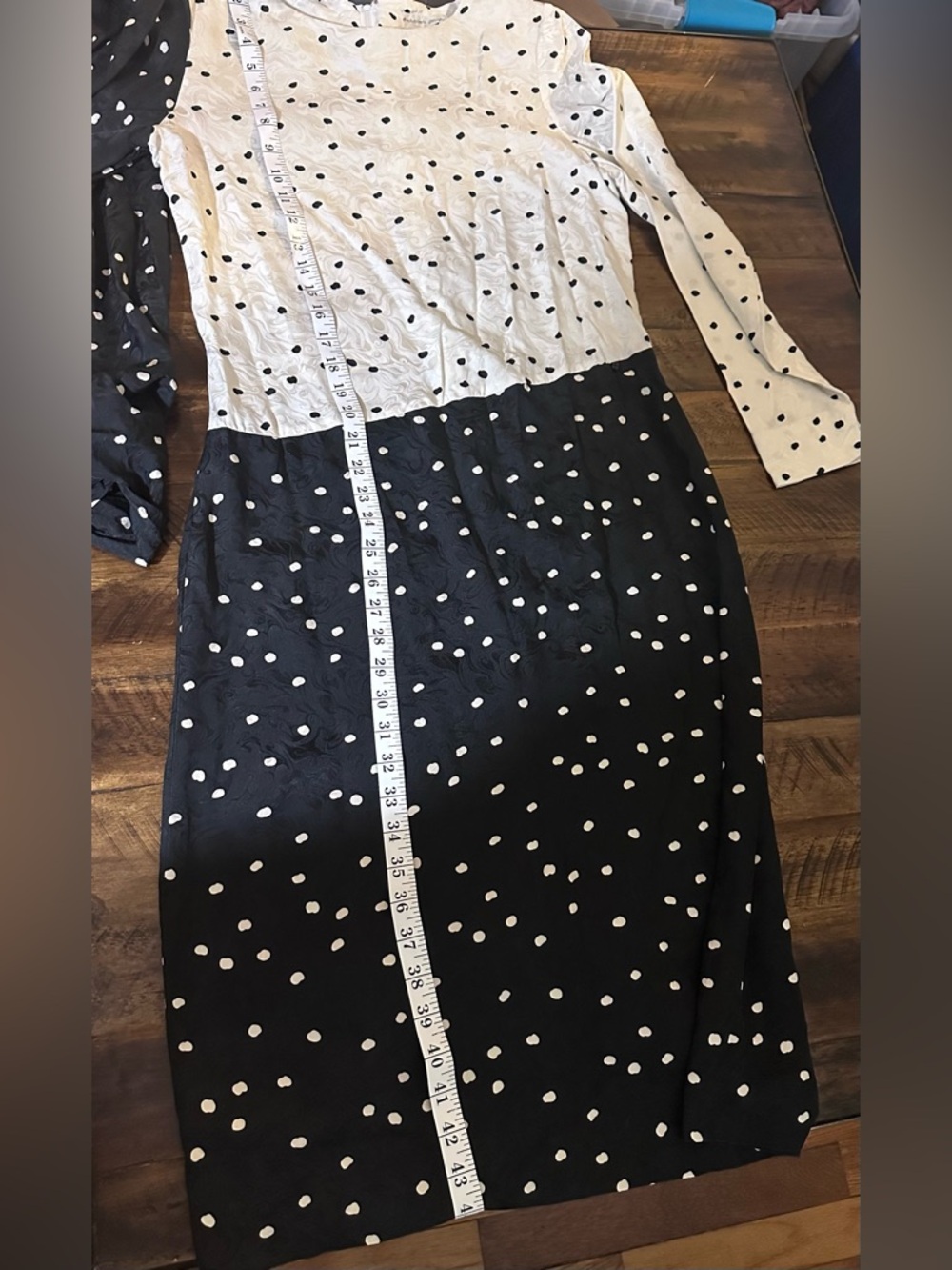 SAKOWITZ 100% Silk Polka Dot Asymmetrical Draped Midi Dress Size 10 Vintage - Picture 4 of 11